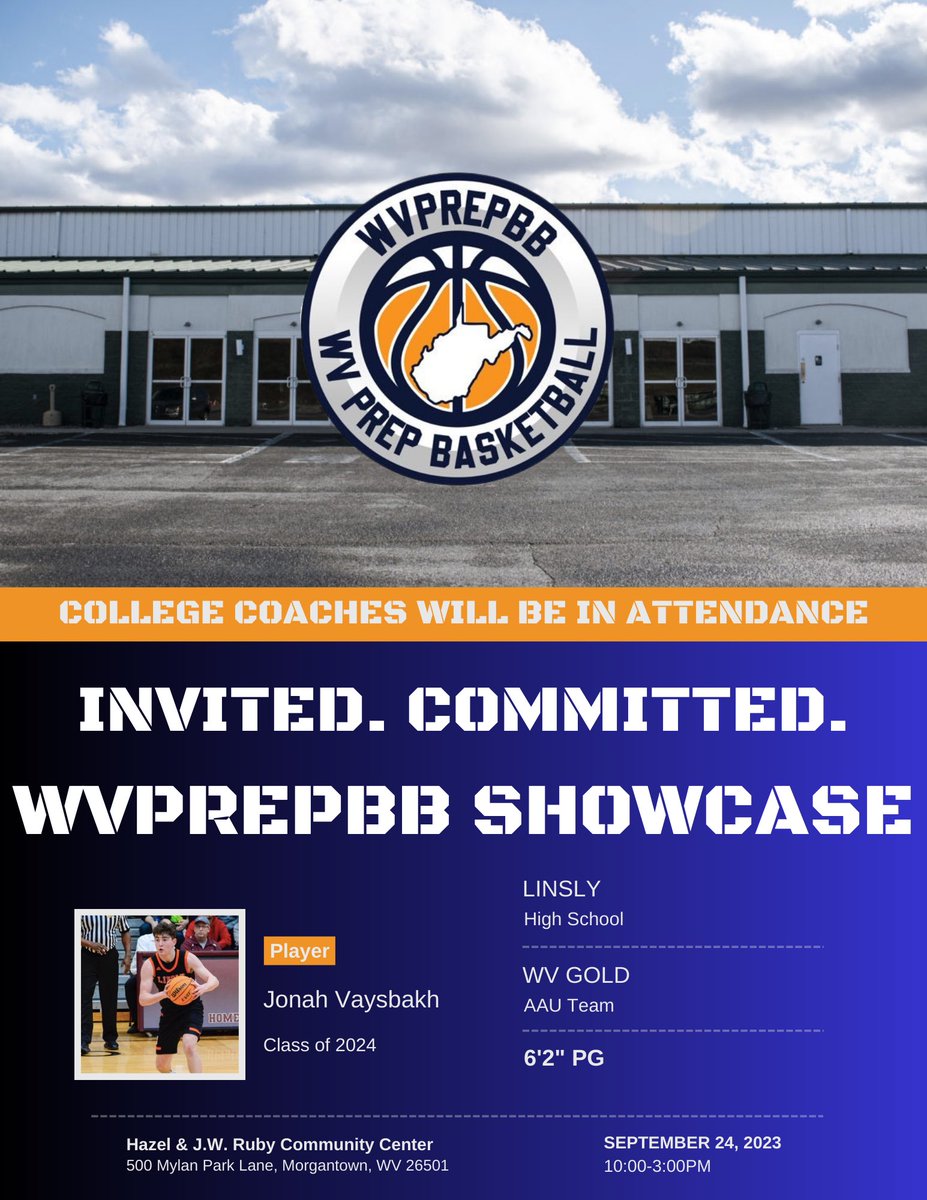 WV Prep Basketball (@wvprepbb) on Twitter photo (2/4) Announcing our next set of commits to our second annual Boys' Basketball Showcase! Top players in WV will be invited to our no-fee, non-profit event, taking place on September 24, 2023, at Mylan Park in Morgantown, West Virginia. <a href="/dawson_lunsford/">Dawson Lunsford</a> <a href="/shrewsberry_j/">J Shrewsberry</a> (2/4) Announcing our next set of commits to our second annual Boys' Basketball Showcase! Top players in WV will be invited to our no-fee, non-profit event, taking place on September 24, 2023, at Mylan Park in Morgantown, West Virginia. <a href="/dawson_lunsford/">Dawson Lunsford</a> <a href="/shrewsberry_j/">J Shrewsberry</a>