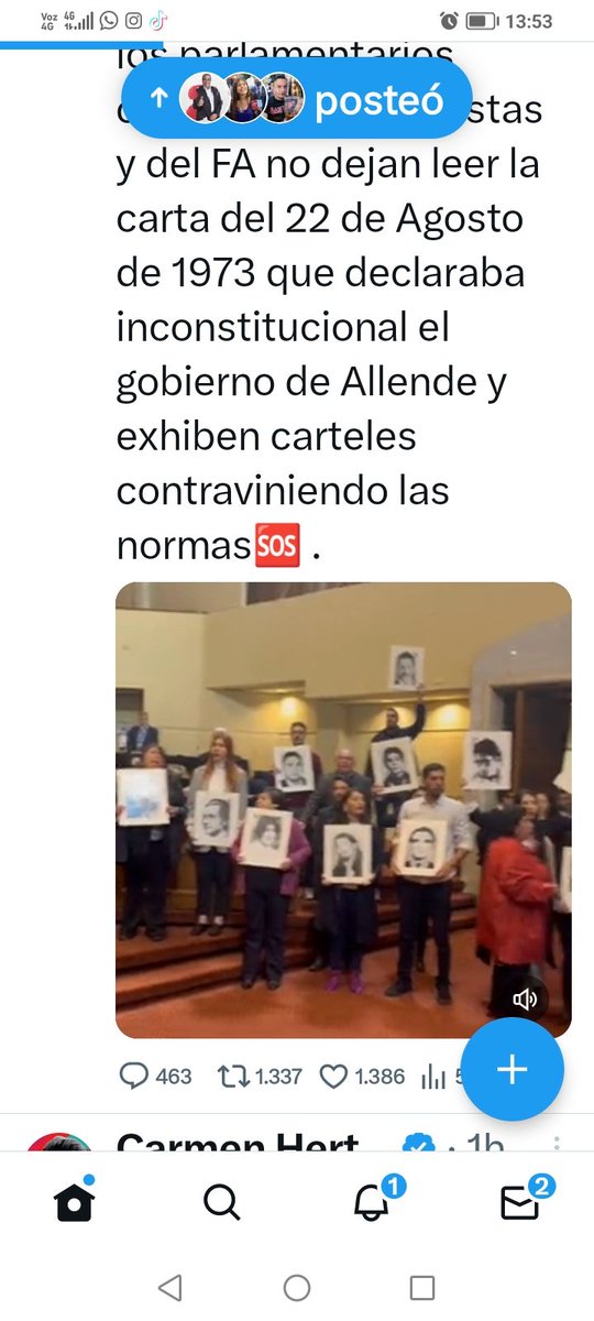 XIMETEXMA63's tweet photo. @carmen_hertz Diputada ud puede mostrar la foto de su marido en la solapa en donde quiera que ella desee. Carlos y todos los y las detenidas desaparecidas son parte de nuestra Historia de Chile al igual que mi padre. No nos pueden prohibir qué recordemos a nuestros seres queridos. 🇨🇱🙏🌹🌹🌹🌹 https://t.co/Ri3S0k8uYq