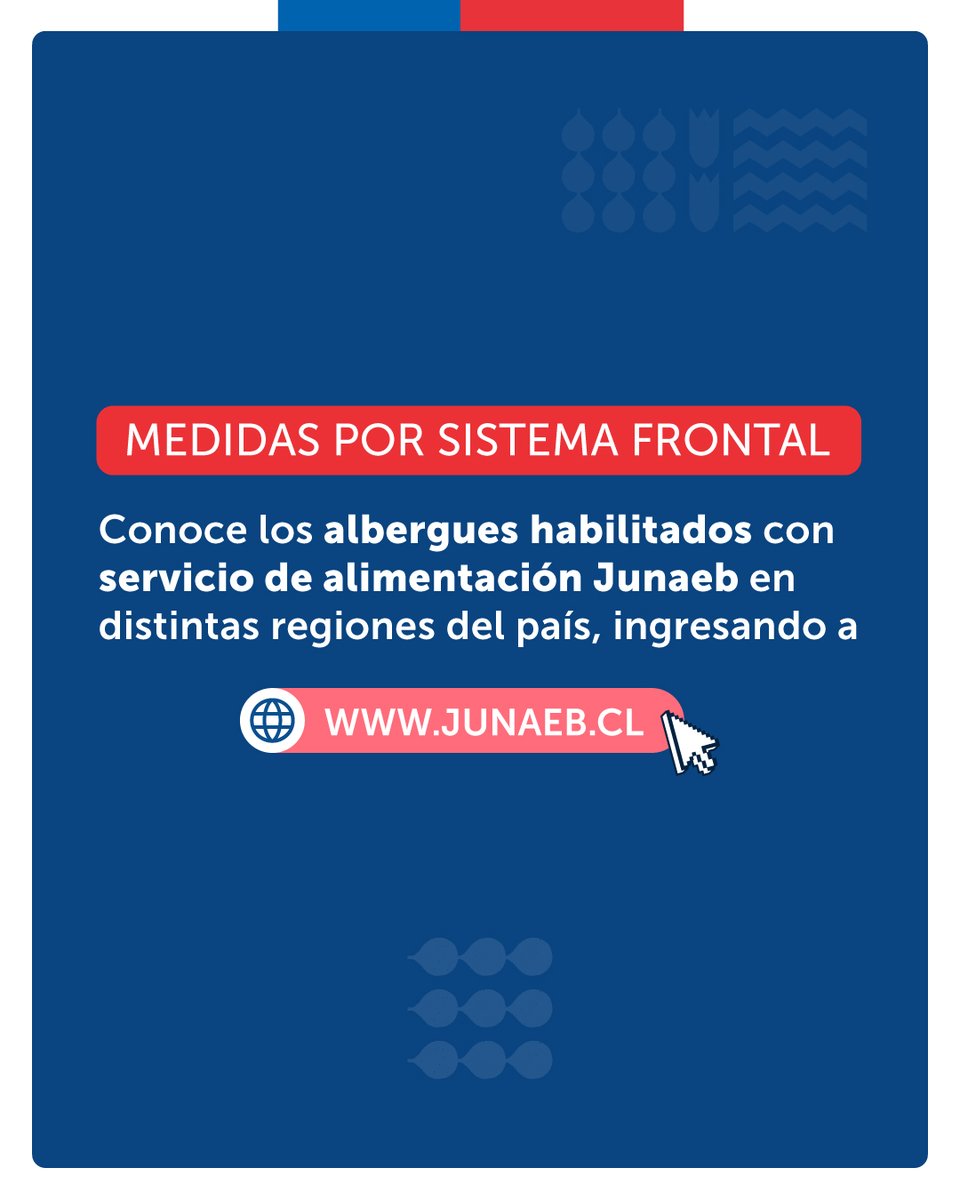JunaebM's tweet photo. 🔴ALBERGUES HABILITADOS #SistemaFrontal

Revisa los lugares donde estamos entregando alimentación en la región👇

https://t.co/XDytwHKmdB

¡Comparte esta información! https://t.co/isssbdXnwJ