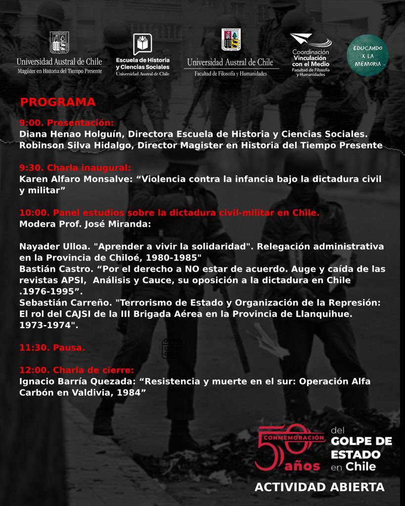 Mañana desde #Valdivia continuamos un año lleno de actividades contra el negacionismo y el relativismo de los #derehoshumanos