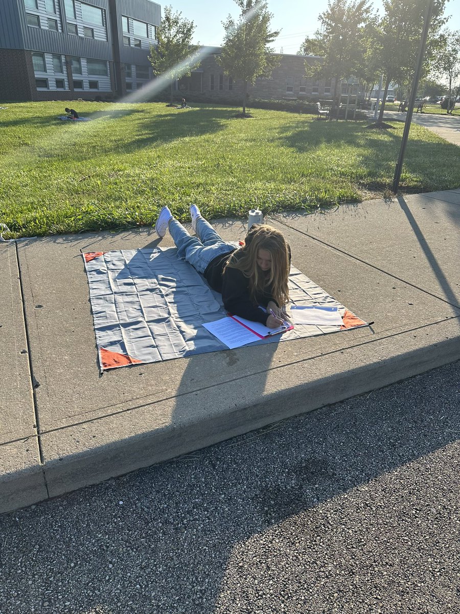 Mrs. Weisenbarger’s classes reading outside last week when the weather was awesome! Staying cool inside this week! #thecoyway