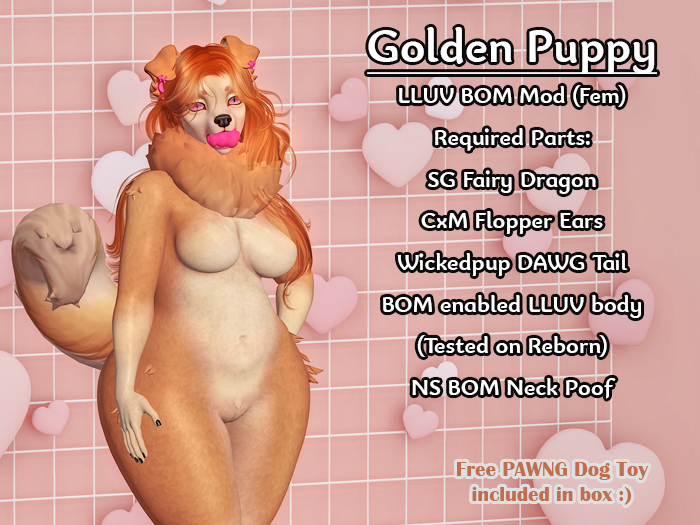 PinkToyBoxSL's tweet image. *NEW* Golden Puppy Mod 🩷 marketplace.secondlife.com/p/PTB-Golden-P… #secondlife #furry