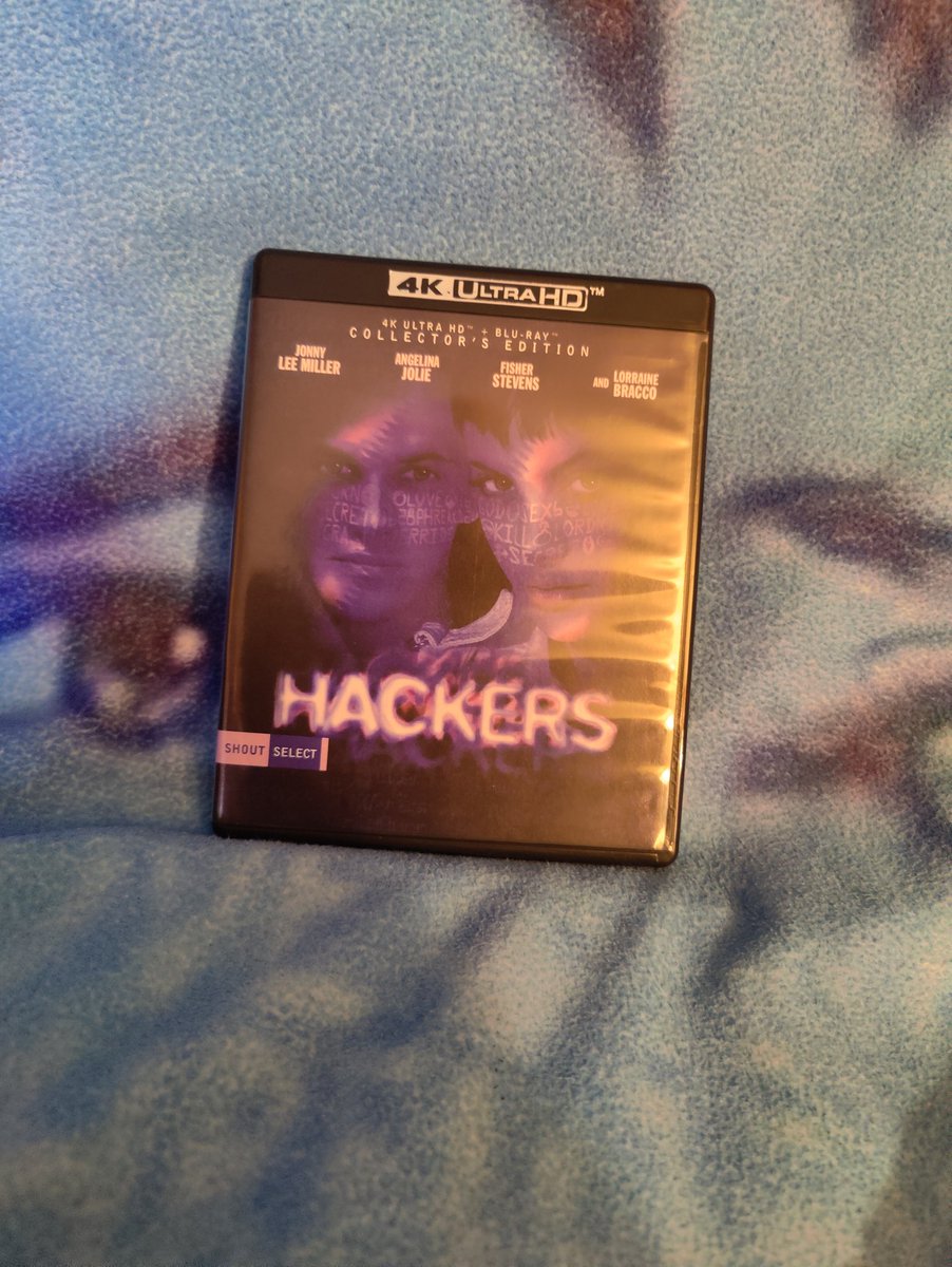 spraragen09's tweet photo. With today's arrival of 4K and Blu-ray Hackers I think we are back to having it in every available medium... Had to use the Hackers blanket as a backdrop https://t.co/brLtyXtuKj