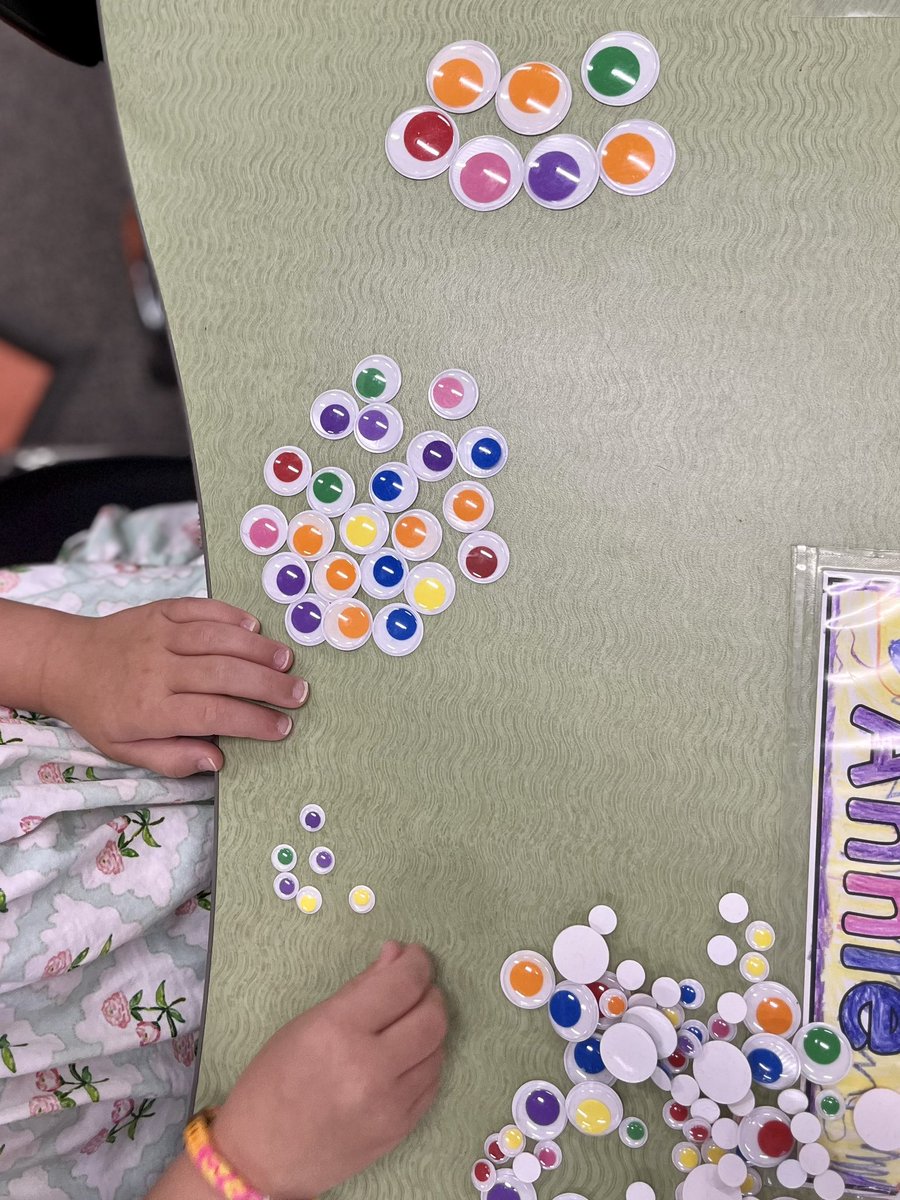 Sorting by size, but make it inquiry. Students found objects in our classroom that they thought they could sort by size.  We discovered that Plus Plus blocks are all the same size, but we have many sizes of googly eyes!  #inquirymindset <a href="/TarvinES/">Tarvin ES</a>