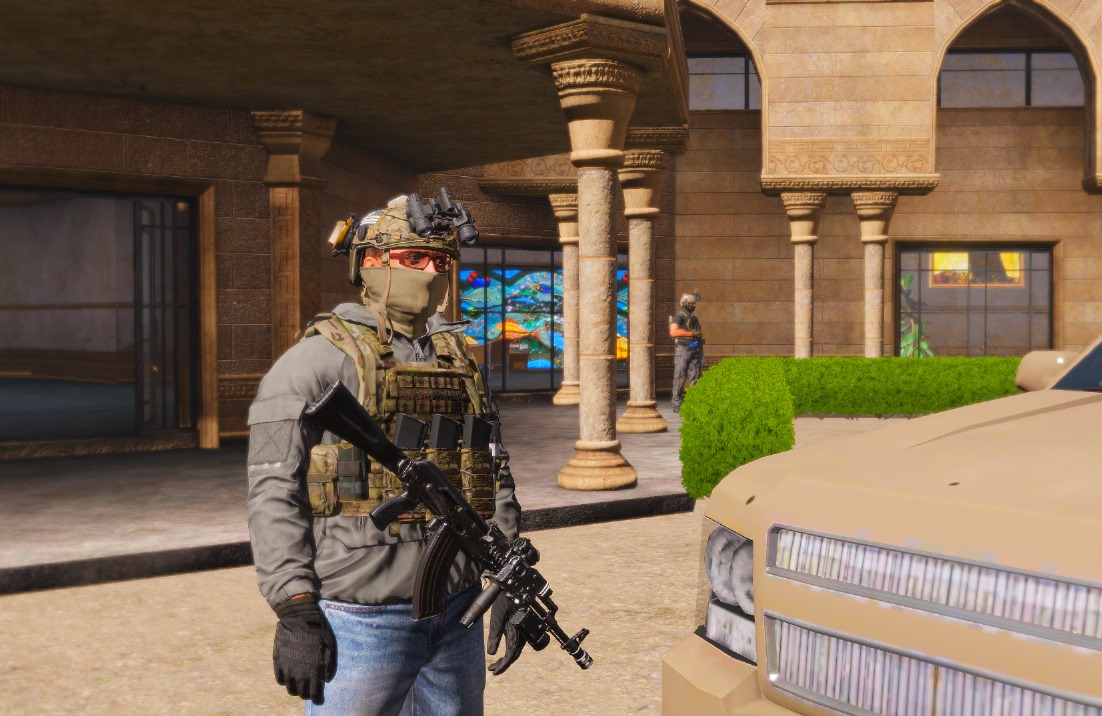 GrupoSpecter's tweet photo. Nuestros efectivos se preparan para la defensa de la posición de un VIP. 🏰🪖

#Arma3 #Milsim #GrupoSpecter https://t.co/dWDFuS357G