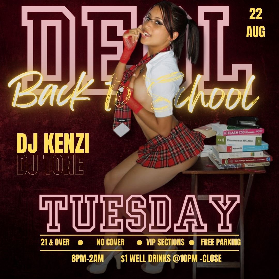 DJToneRocks's tweet photo. Back To School Party at @deolbar1 
$1 Wells 
$50 VIP Bottle (Before 11pm)
Party starts at 8pm 
#tuesdaysatx #collegenighttuesday #sanantoniotuesdays #djtone #imdjtonebitch #djtonerocks #SATX #SanAntonio #sanightlife #djs #clubs ##art  #tuesdaynightsatx #utsa #collegenight https://t.co/kr6gEbn5o9