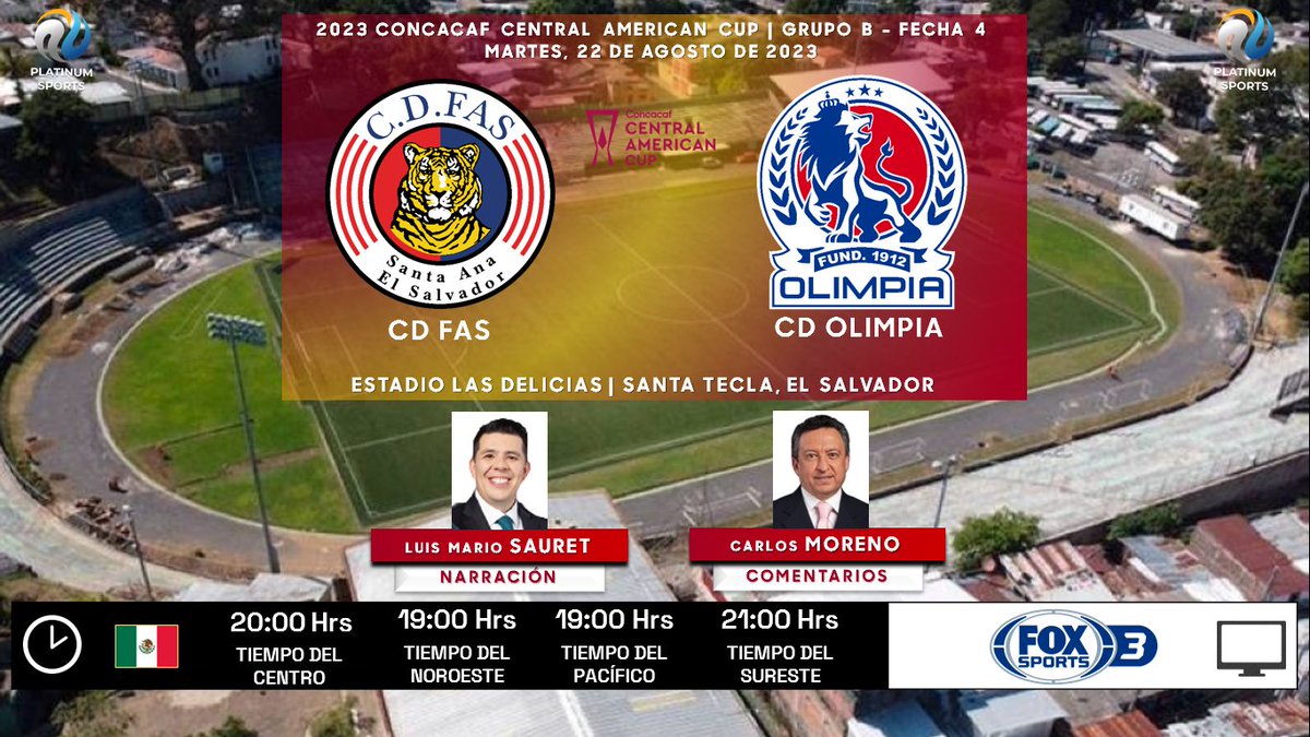 ramonovic09's tweet photo. #ConcacafCentralAmericanCup #Fecha4 | @CDeportivoFAS 🆚 @CDOlimpia
🇸🇻 #FAS 🇭🇳 #Olimpia
🗓️ Hoy
🇲🇽 ⏰ 20:00 Hrs TC, 19:00 Hrs TP
📺 @FOXSportsMX 3
📱💻 @PrimeVideoMX
🎤 @lmsauret
🎤📝 @carlosmoreno_w
🤳🏼 #CCCxFSMX #FASOLI https://t.co/xxuXRSFSsI