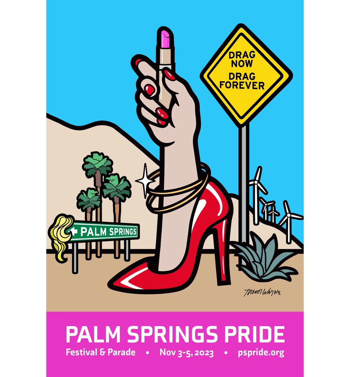 Beyond honored to have designed the art and banners for Palm Springs Pride 2023!