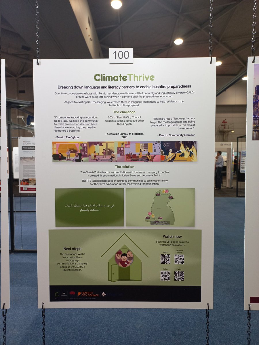 ClimateThrive (@climatethrive) on Twitter photo 📢 Don't be a stranger!
Swing by the poster exhibition and say hi. Looking forward to connecting about our recent project with <a href="/penrithcouncil/">Penrith City Council</a> and <a href="/EthnoLink/">ethnolink.com.au</a> which resulted in 4 animations in Italian, Dinka, Lebanese Arabic, and English
#ADRC23 📢 Don't be a stranger!
Swing by the poster exhibition and say hi. Looking forward to connecting about our recent project with <a href="/penrithcouncil/">Penrith City Council</a> and <a href="/EthnoLink/">ethnolink.com.au</a> which resulted in 4 animations in Italian, Dinka, Lebanese Arabic, and English
#ADRC23