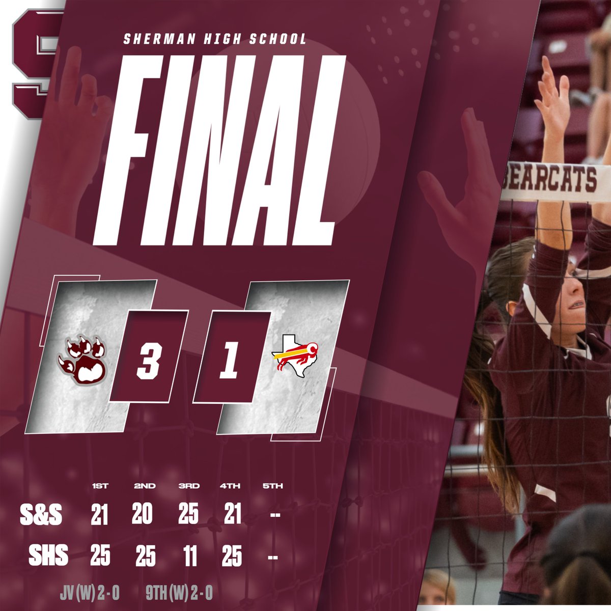 The Sherman Lady Cats win in fashion against S&amp;S!  #BearcatTough