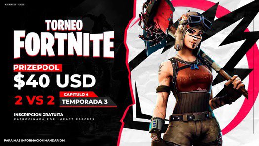 🏆 TORNEO 2vs2 🏆

💰Prize Pool: $40 USD
📅 Día: Sábado 26 ⏰Hora: 4pm Cdmx.
📝Modo: ZoneWars 

Requisitos:
• Like ❤️ y Rt ♻️ 
• Seguir: <a href="/impacteTeam/">𝗜𝗠𝗣𝗔𝗖T</a> 
• Etiqueta a tu dúo 👥 
• Etiqueta a 1 persona mas

Sera transmitido en mi canal de Twitch: noeliabu