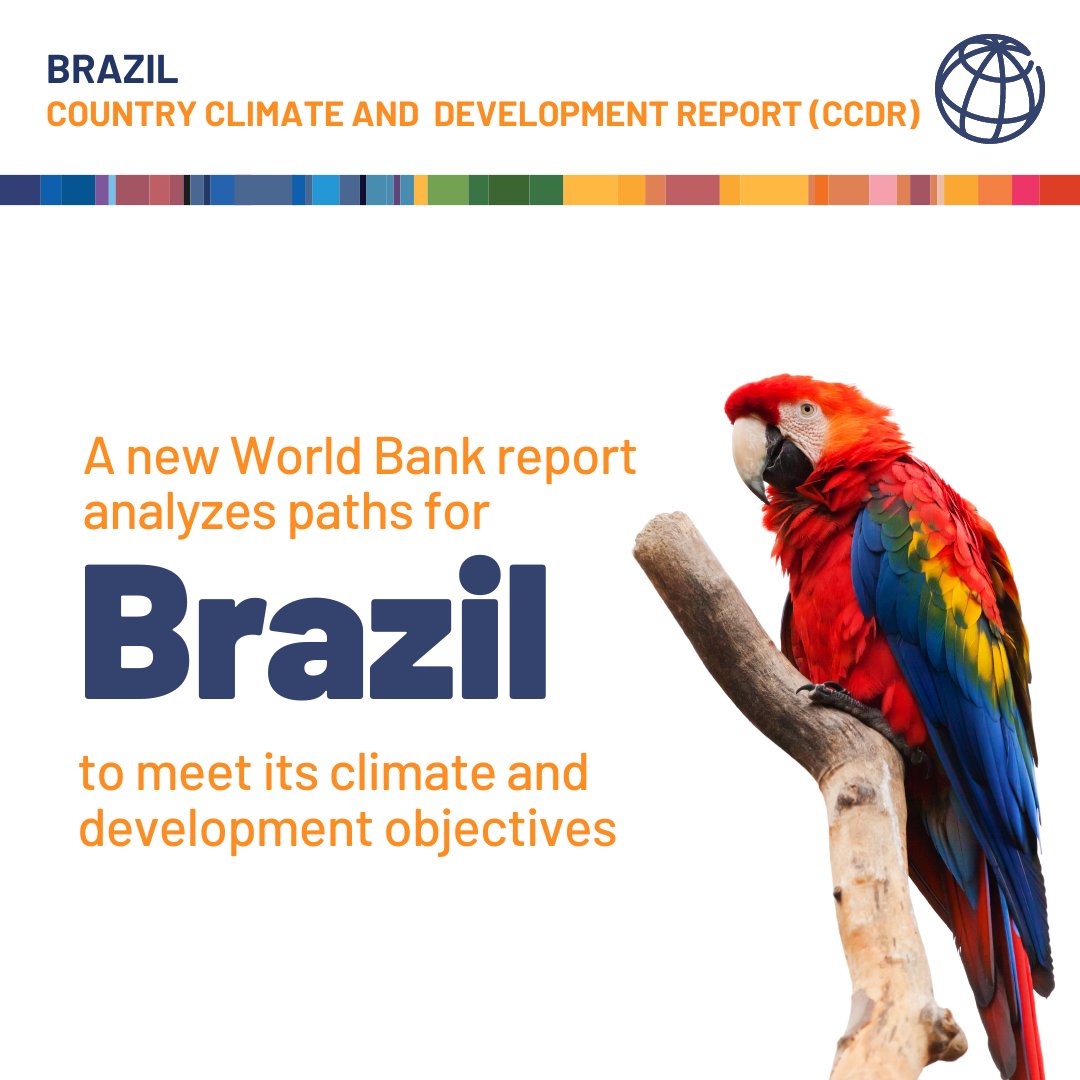 WorldBankGroup's tweet photo. New report: #Brazil can have a greener and more prosperous future if it shifts to an economic model that is based on productivity growth and efficiency in natural resources use. Read and share: https://t.co/4bbz006Prr #BrazilCCDR https://t.co/vuFgKLzsi6