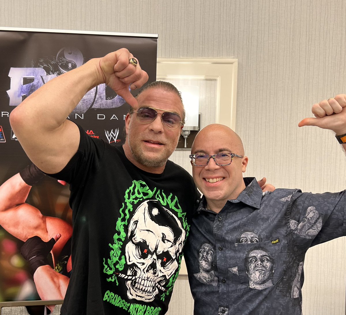 Erlenwein's tweet image. The @asylum_store #WrestleBash2 was masterfully organized &amp;amp; so much fun! Got to meet my faves... @TherealRVD @thunderrosa22 @JRsBBQ. Hey @davidlagreca1 we need Thunder 2x’s a week on @BustedOpenRadio. #DosThunderRosa #FEMtor #BustedOpen247