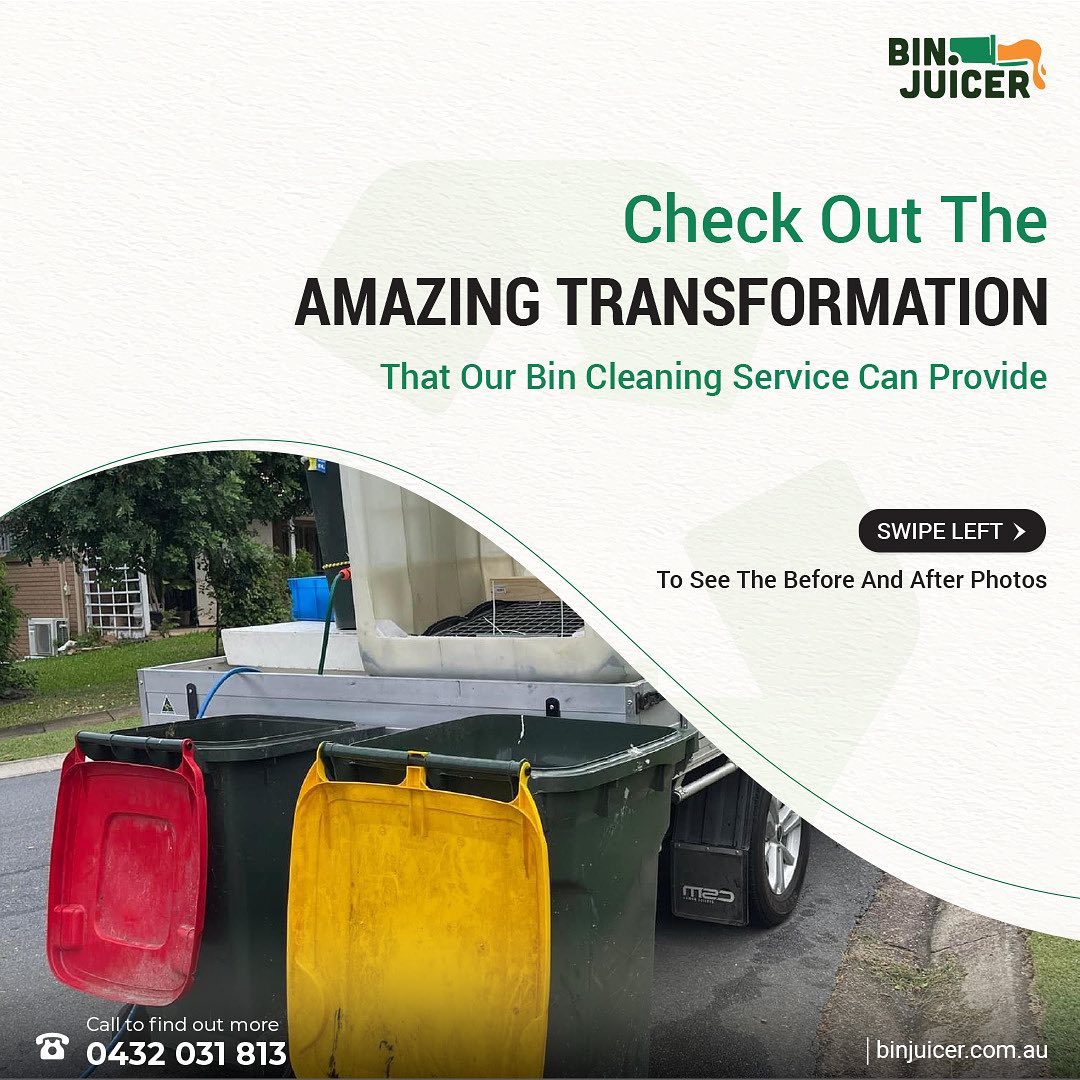 JuicerBin's tweet photo. Say goodbye to unpleasant bin odors, and hello to a delightful, lasting fragrance in your surroundings!π‘πΏ
βοΈCall us at π€³0432 031 813π or visit our website; link in the bio.π
.
#CleanBins #BinJuicer #WasteWarrior #GreenLiving #RecycleRevolution #cleanbins #pressurewashing https://t.co/Wb2TAOkLfK