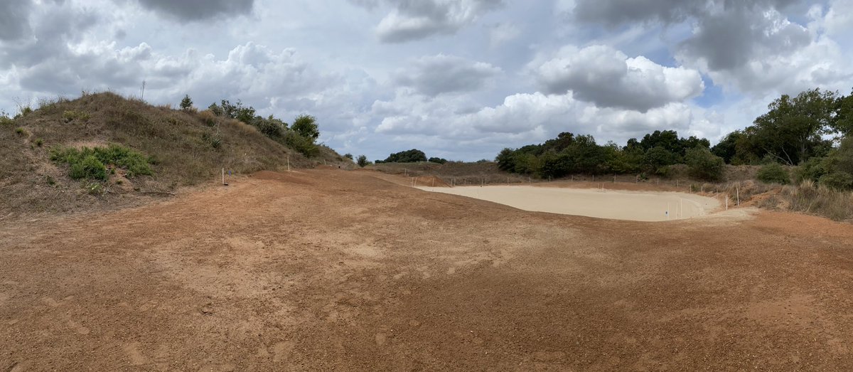 Another peak at one of our template holes at Darmor. Here is “Dell” hole #2. First image is from the top of the fronting hill (our construction manager is in foreground for scale). Second image is side view of the green taken from golfer’s right. @halsuttongolf @heritage_links