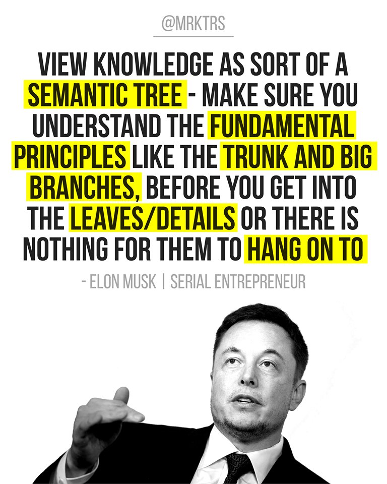 KnowGoGrow's tweet photo. Elon Musk lesson - View knowledge as a semantic tree
 #business #treps https://t.co/J9Cav05FxH