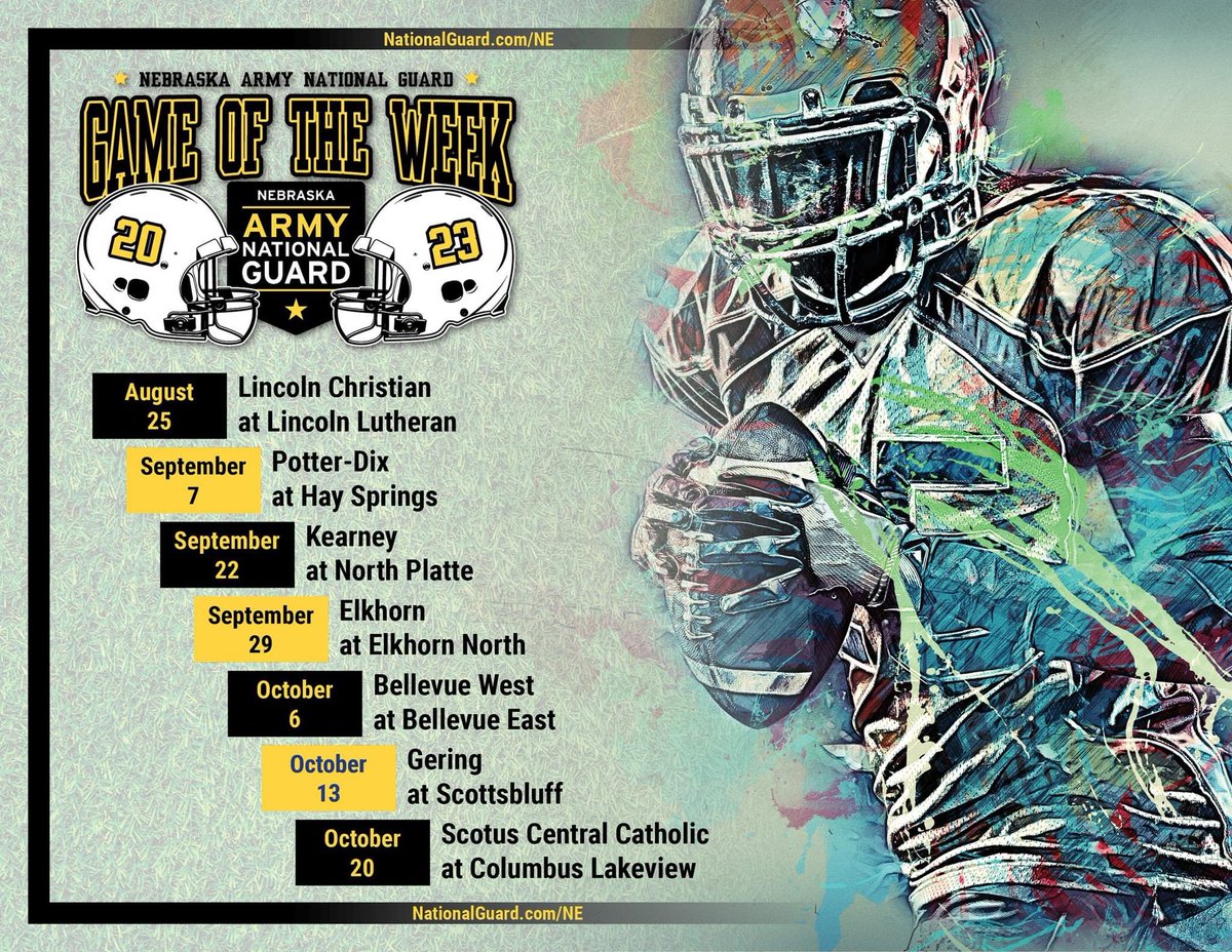 NEarmyguard's tweet photo. Come out this Friday, August 25th to Piux X football field at 7:00pm!! Linchpin Christian vs Lincoln Lutheran!! #GuardTheGoodLife #GameoftheWeek https://t.co/aCcfw6H6Ey