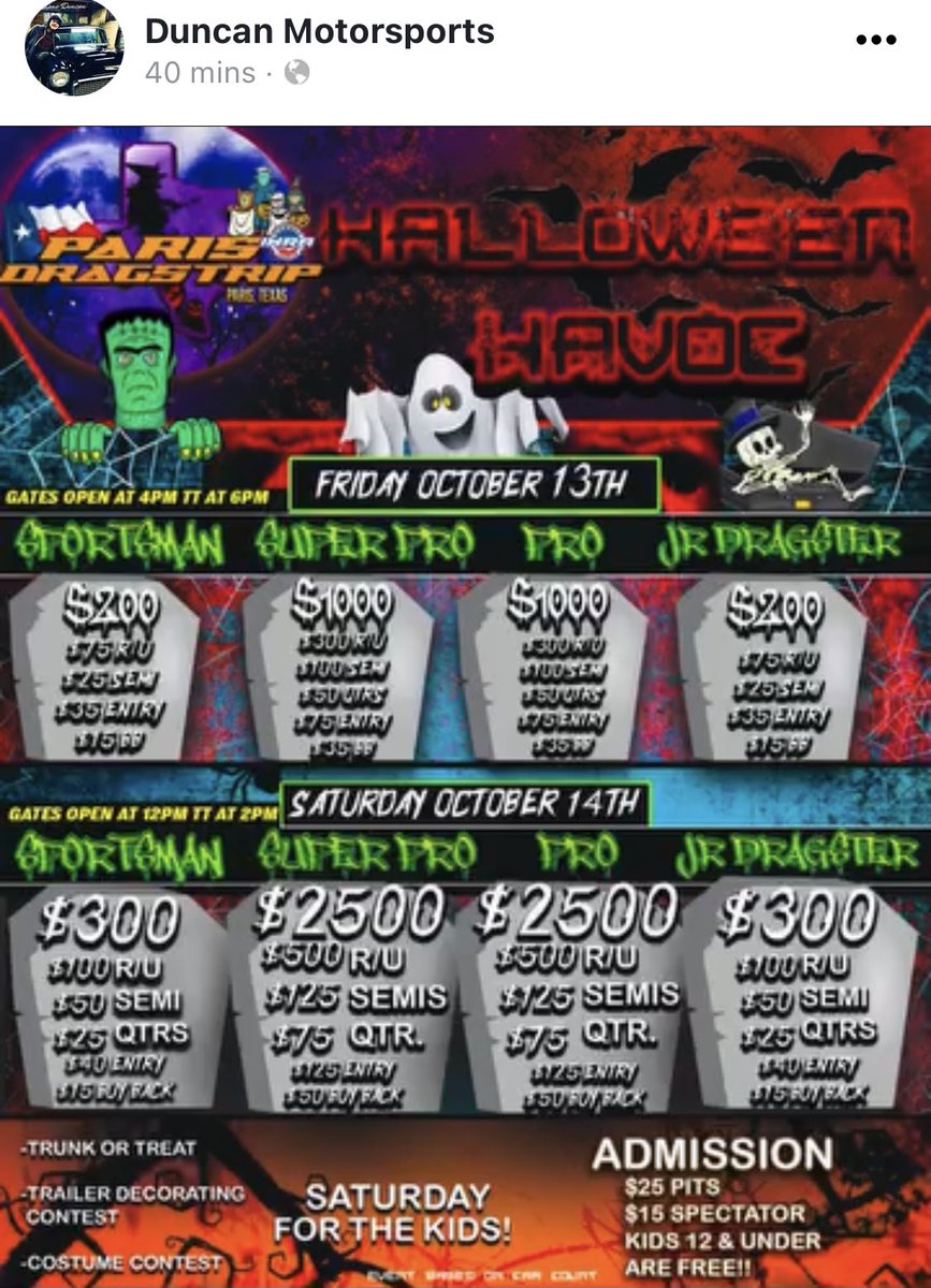 Halloween Havoc at Paris Drag Strip !
