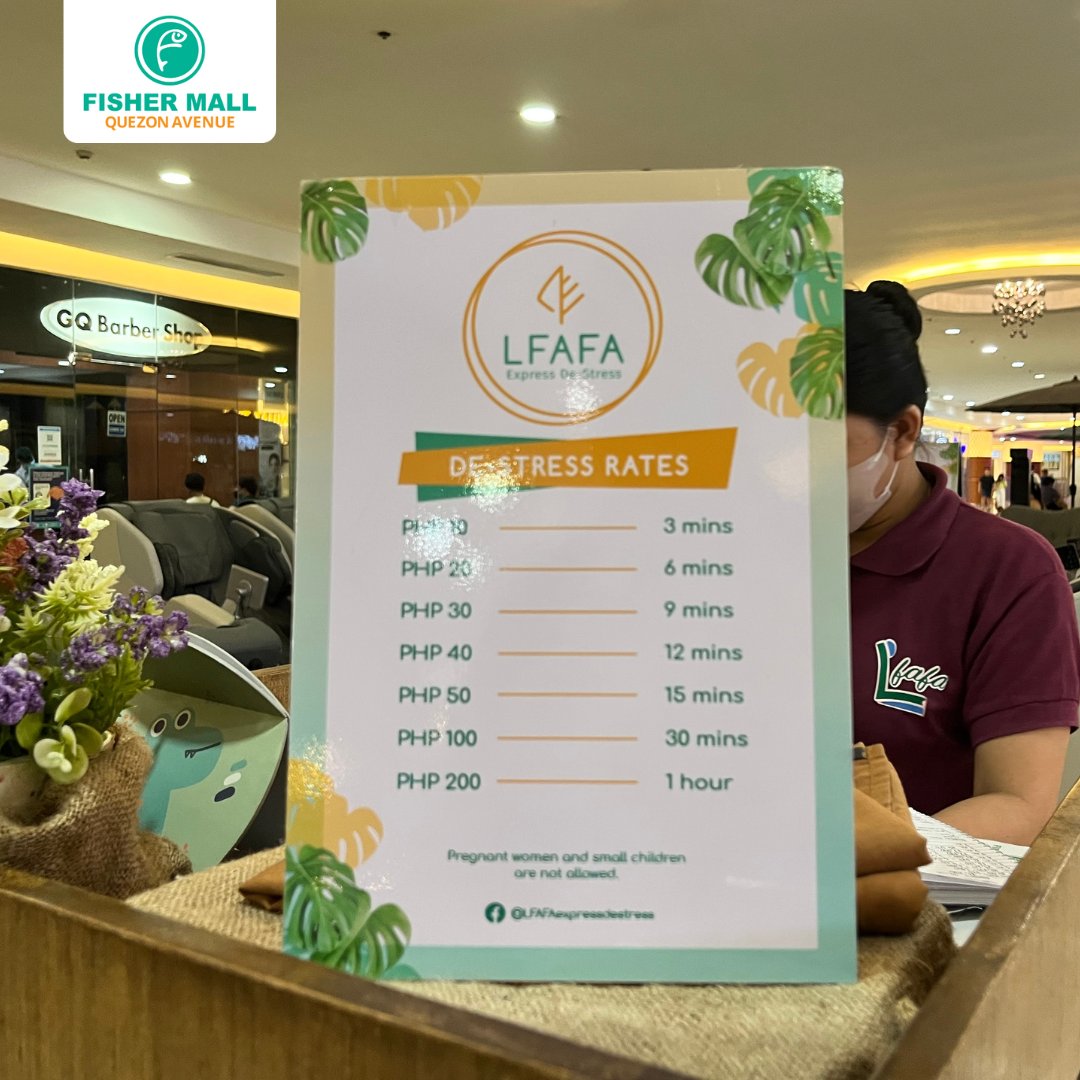FisherMallPH's tweet photo. Escape the stress and sink into pure relaxation on LFAFA Express De-Stress massage chairs located at the 3rd floor. #ILoveFisherMall #WhereYouFeelAtHome https://t.co/lq2yzzanvZ