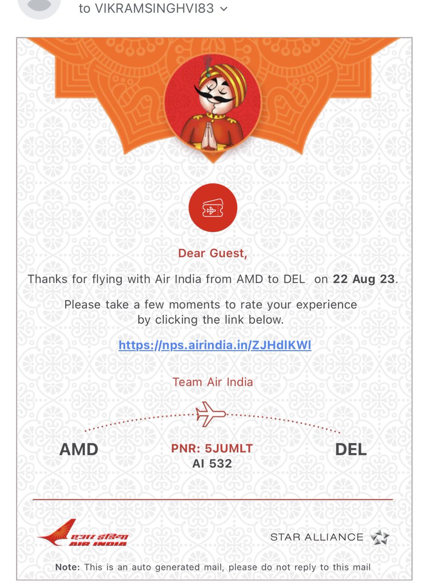 vikramsinghvi's tweet photo. @airindia Hi , my flight is scheduled for today 23rd and In this feedback link it’s mentioned 22nd , which is a blunder, please investigate. https://t.co/anqdn3gzDt