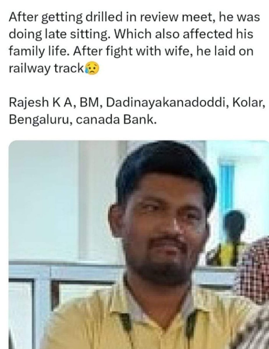 Suman Kumar (@sumanairs) on Twitter photo <a href="/ramshankarsingh/">बंजारा कवि 💙</a> <a href="/India_NHRC/">NHRC India</a> <a href="/aajtak/">AajTak</a> <a href="/ABPNews/">ABP News</a> <a href="/indiatvnews/">India TV</a> <a href="/ndtv/">NDTV</a> <a href="/ravishndtv/">ravish ndtv</a> <a href="/ppbajpai/">punya prasun bajpai</a> <a href="/SunilKu92687431/">Sunil Kumar</a> <a href="/sanjaybpi/">Sanjay Das</a> <a href="/nilesh_pawar15/">Nilesh Pawar</a> Something seriously & effectively needs to be done. We can't allow system to become so suffocating & stressful that such shocking incidents keep on happening in Banks. Brainstorming & reality check at Top echelons is the need of the hour. Put behind bars white-collars murderers. <a href="/ramshankarsingh/">बंजारा कवि 💙</a> <a href="/India_NHRC/">NHRC India</a> <a href="/aajtak/">AajTak</a> <a href="/ABPNews/">ABP News</a> <a href="/indiatvnews/">India TV</a> <a href="/ndtv/">NDTV</a> <a href="/ravishndtv/">ravish ndtv</a> <a href="/ppbajpai/">punya prasun bajpai</a> <a href="/SunilKu92687431/">Sunil Kumar</a> <a href="/sanjaybpi/">Sanjay Das</a> <a href="/nilesh_pawar15/">Nilesh Pawar</a> Something seriously & effectively needs to be done. We can't allow system to become so suffocating & stressful that such shocking incidents keep on happening in Banks. Brainstorming & reality check at Top echelons is the need of the hour. Put behind bars white-collars murderers.