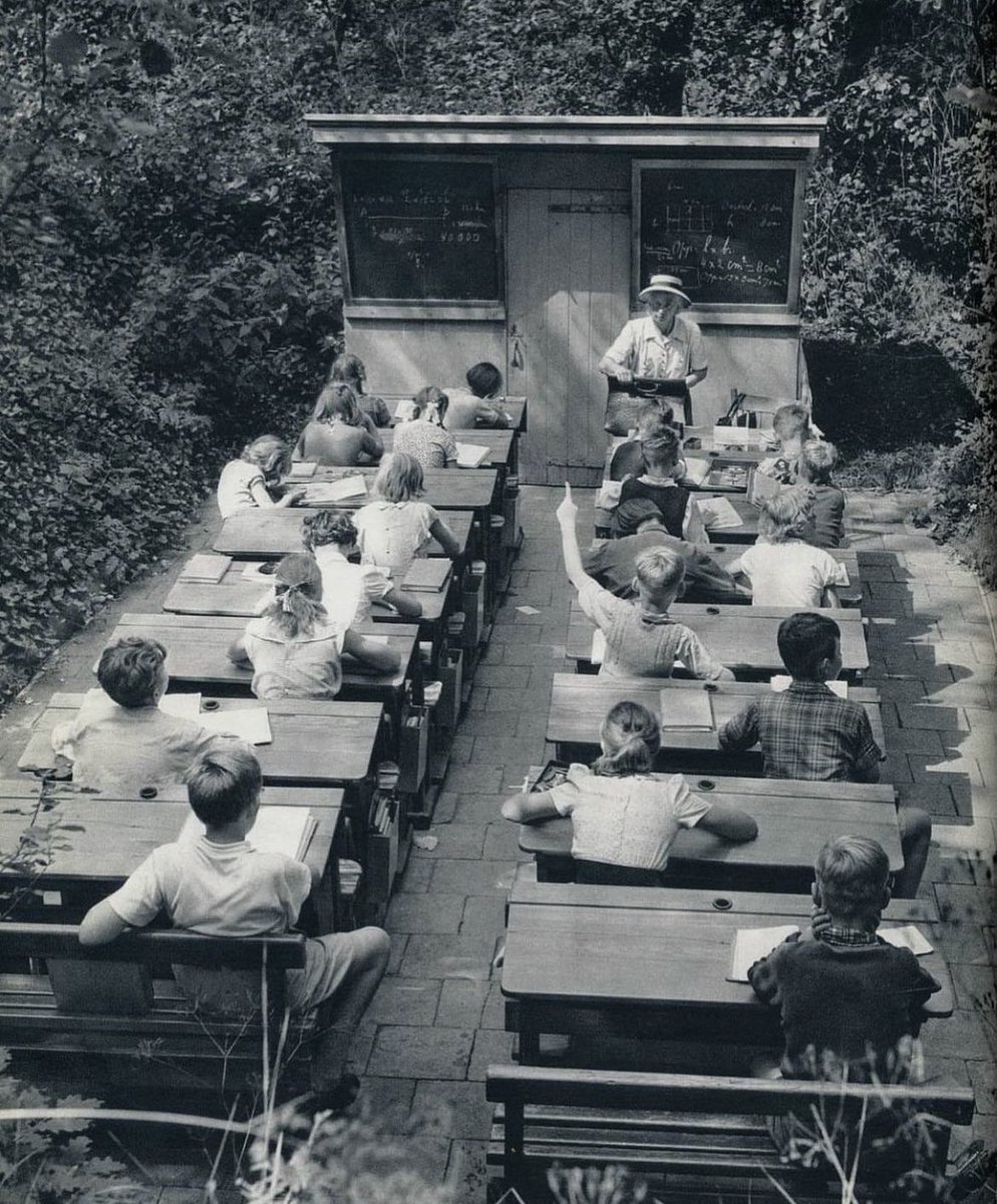 In 1957, in the Netherlands, there was a bygone era of open-air classrooms. This concept can be traced back to the early 20th century in Europe, where it emerged as a means to aid unwell children. These classes were conducted amidst dense forests, far removed from urban hubs, on