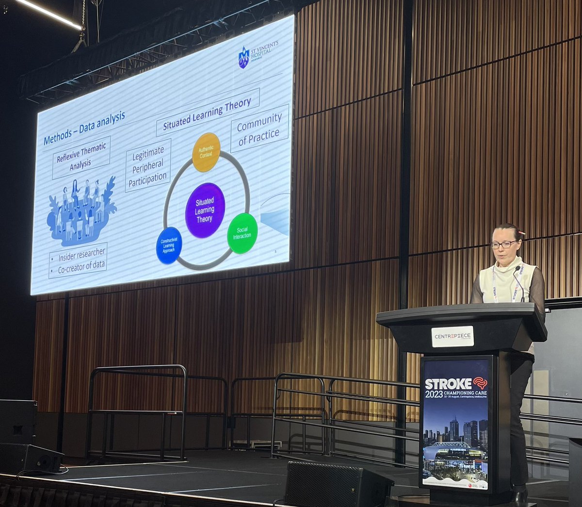 @LaurenSanders81 presenting her research on use of simulation to reduce door-to-needle times for #stroke and the importance of social learning, peer feedback and self reflection #stroke2023 @SSA_Stroke