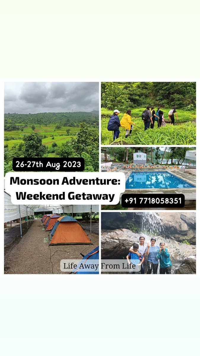 Monsoon Adventure:
Weekend Getaway near Mumbai on 26 &amp;27 th Aug 2023

By Life Away From Life
Details : WhatsApp: +91 7718058351

#lifeawayfromlife #WeekendVibes #weekendgetaway