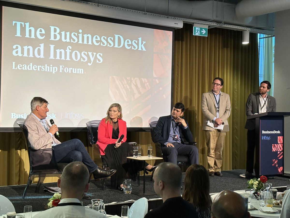 InfosysAusNZ's tweet image. Tony Baird - One NZ, Vanessa Sorenson - @Microsoft, Raja Shah - Infosys, joined Peter Griffin &amp;amp; Ben Moore at the Infosys &amp;amp; Business Desk, Leadership Forum. As the consumerism of AI is on the rise, the panel explored opportunities for enterprises.

#InfosysTopaz #InfosysCobalt