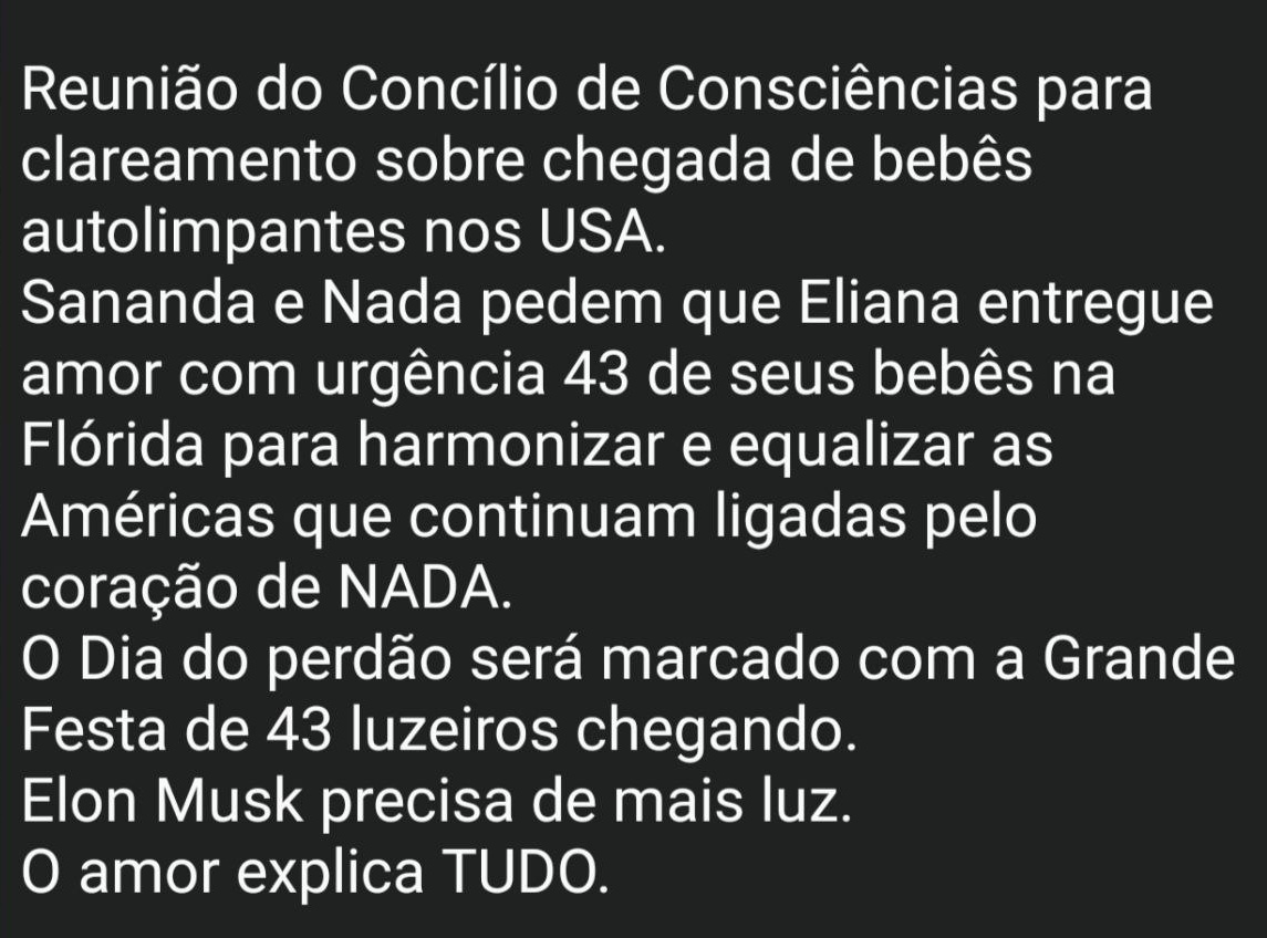 AltoConselho's tweet photo. LIFE GOVERNMENT!

The Day of Forgiveness will be marked with the Great Feast of 43 Lights arriving.
Elon Musk needs more light.
Love explains EVERYTHING.

@elonmusk

Managers of the OMINIVERSE:
Mary Magdalene, Yeshua,
Eliana, Cristiano and COLLECTIVES.

Info from 20 to 22/06/2023 https://t.co/9RbUsjUY3k