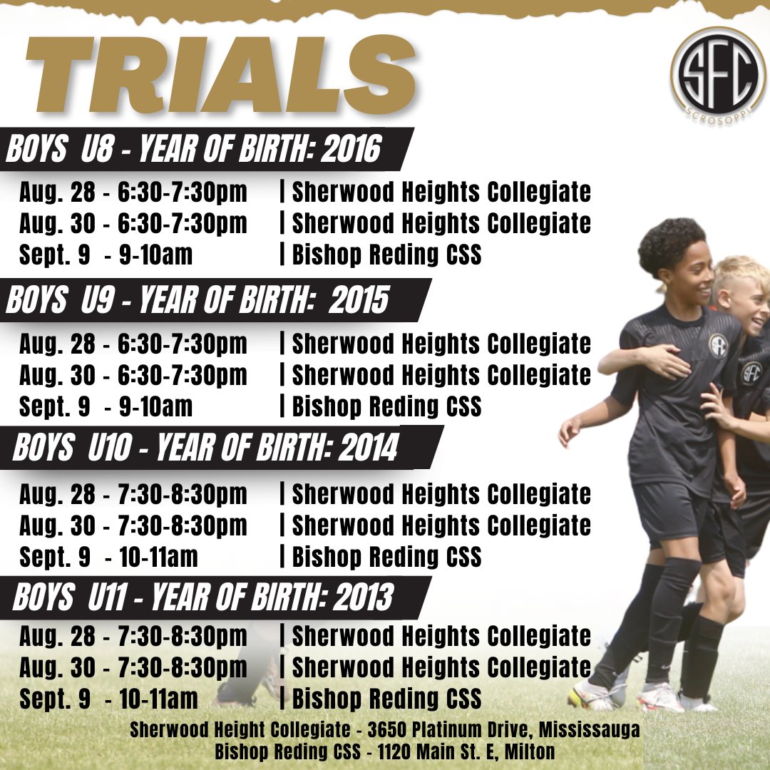 Boy's Trial Schedules are OUT

Must pre-register to attend:
▪ buff.ly/3P5Eh9M 

#TogetherWeDream | #GarraVianense