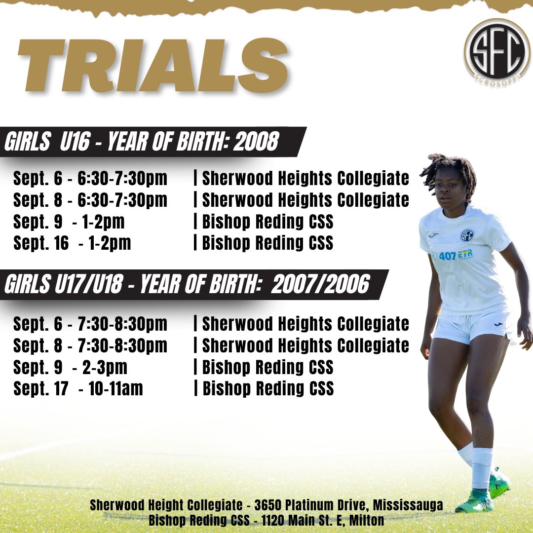 Girl's Trial Schedules are OUT

Must pre-register to attend:
▪ buff.ly/3P5Eh9M 

#TogetherWeDream | #GarraVianense