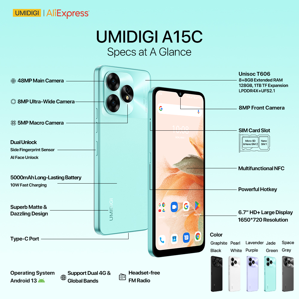 umidigi's tweet photo. 📱💥🔋Meet #UmidigiA15C: featuring a 6.7” HD+ Full View Display and 5000mAh Lasting-Long Battery. Get ready for a seamless tech experience. #AliExpress828
Limited Offer👉US $129.99
Buy Now🛒https://t.co/VLODgqOFSD
Win For Free🎁 https://t.co/xwlIiygX60 https://t.co/BSAOoosYDv