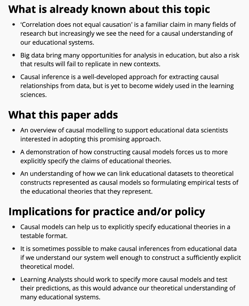UTS:CIC (@uts_cic) on Twitter photo CIC's <a href="/benimbenix/">Ben Hicks</a> PhD supervised by <a href="/KirstyKitto/">Kirsty Kitto</a> + <a href="/sbuckshum/">Simon Buckingham Shum</a> have been developing an argument around the need for causal modelling in learning analytics. Catch up on their work...
BJET: doi.org/10.1111/bjet.1…
ETRD: doi.org/10.1007/s11423…
LAK: doi.org/10.1145/350686… CIC's <a href="/benimbenix/">Ben Hicks</a> PhD supervised by <a href="/KirstyKitto/">Kirsty Kitto</a> + <a href="/sbuckshum/">Simon Buckingham Shum</a> have been developing an argument around the need for causal modelling in learning analytics. Catch up on their work...
BJET: doi.org/10.1111/bjet.1…
ETRD: doi.org/10.1007/s11423…
LAK: doi.org/10.1145/350686…