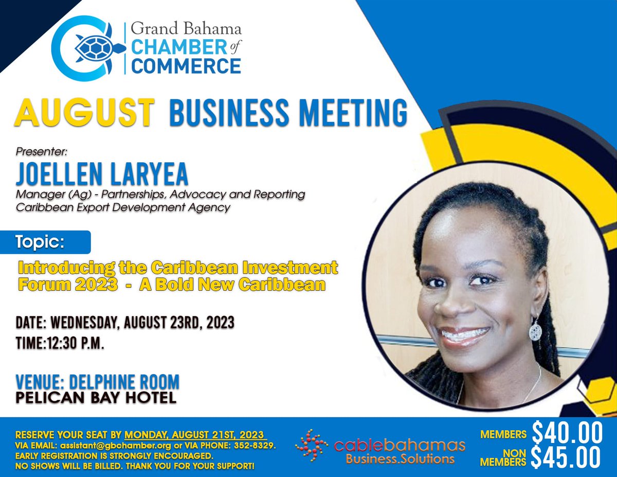 Looking forward to presenting the caribbeaninvestmentforum.com to the Grand Bahama Chamber of Commerce <a href="/gbpasocial/">Grand Bahama Port Authority</a>