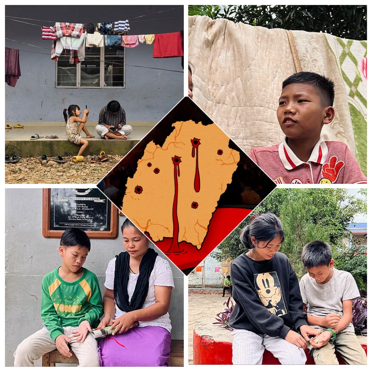 tanmoyofc's tweet photo. Torn Stories of Manipur 

(Stories of Those Who will Not Be Able to Join the Joy of #Chandrayaan_3 Landing)

Churachandpur's Tuibuong.
Grace Academy Relief Camp for displaced #Kuki families from Kangpokpi – sheltering 124 people, including 70 aged under 18 years. 

◾Story 1

Ginminthang
Thirteen-year-old #Kuki Boy

His pi (grandmother) was shot four times in a church in Khoken, Kangpokpi, while she was praying. Her arms were then mutilated by a mob.

Ginminthang says. "She told me how to behave, gave me guidance on how to live life correctly. She was very wise."

◾Story 2

Lam Kho Hen
The 12-year-old #Kuki Boy lost his Father.
"We were hiding in the jungle when my father was ambushed by a mob on the main road."

"He spoke to me on the phone minutes before he was killed. He was coming to us, so I told him to take a shortcut and not come via the main road. He said there’s nothing to worry about."

"I wanted to become a scientist before he died. But I will now fulfil his wish and become an (IAS) officer" 

"They took My Father from Me."

◾Story 3

Kim Vah, 18-year-old #Kuki Girl 

"Before My Father died, I was a child with innocence, but now I feel weight on my shoulders,"

She is now wishes to become an IPS officer "to protect her people." 

"When we heard gunshots at 4 am, I prayed for his life. His last words to us were ‘everything is fine’."

◾Story 4

Pao Min Sang
Thirteen-year-old #Kuki Boy

"My father was shot protecting our village. I don’t think we’ll ever have the money for me to go to school again,"

"I have been terrified ever since I saw the picture of his body. But I think he wants me to stay strong, take care of my mother,"

No one knows what the Future holds.

Still no one has come forward to take accountability for the Destruction of #Manipur.
 (Interview Source: Newslaundry)

#Chandrayaan3Mission #BRICS #ManipurViolence #AngloKukiWar 

@B5001001101 @RamaSri1895 @haokipkim128 @i_inasree
