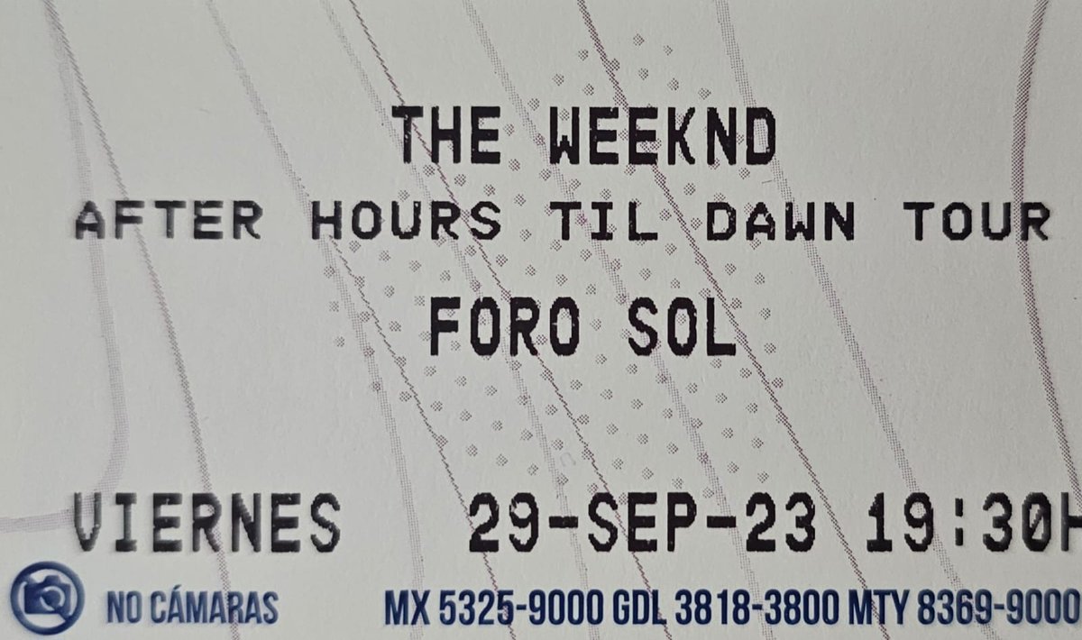 maythe_glez's tweet photo. Vendo boleto para The Weeknd Foro Sol, 29 de sept, impreso. Sección Naranja A8. Entrego Zmg y Cdmx #TheWeeknd #AfterHoursTilDawnTour https://t.co/FpFgovamzV