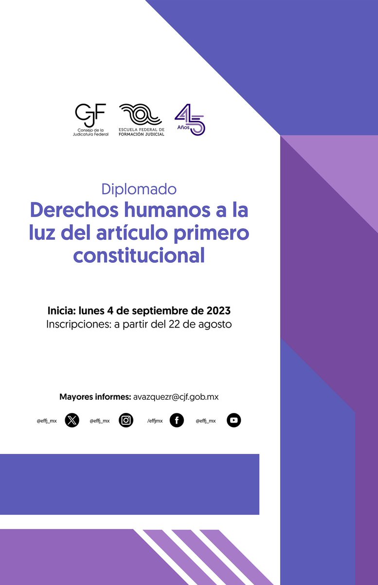 ENFJ_mx's tweet photo. Diplomado 

📖Derechos Humanos a la luz del artículo primero constitucional

Dirigido a personal integrante del #PJF

⚡️Convocatoria y registro: https://t.co/UdhnG6J5sq https://t.co/0XRqXYqgv7