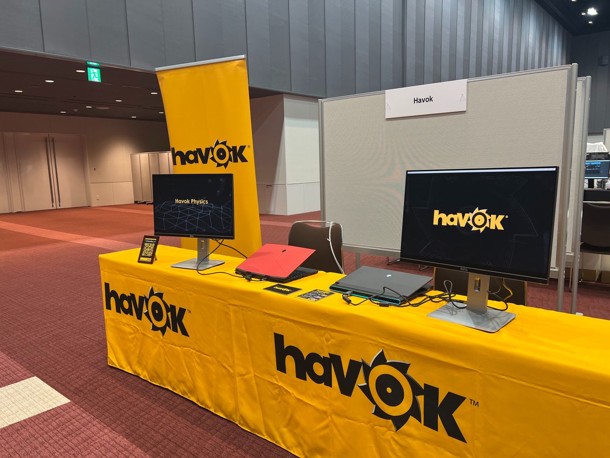 HavokBuzz_JP's tweet photo. パシフィコ横浜で開催中のCEDEC2023で展示中です！展示エリア入口すぐのHavokブースでお待ちしています!

#Havok #HavokJapan #CEDEC2023
#HavokPhysics #HavokAI #HavokCloth https://t.co/q7JuG1zfPq