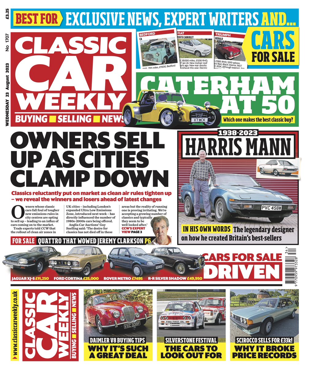 ClassicCarWkly's tweet image. We have a packed issue out this week including a fitting tribute to the late Harris Mann.

Further to that, we have a packed spread of news, a dive into 50 years of Caterham, a buying guide for the Daimler V8 and a preview of this weekend’s Silverstone Festival.

Get yours now!