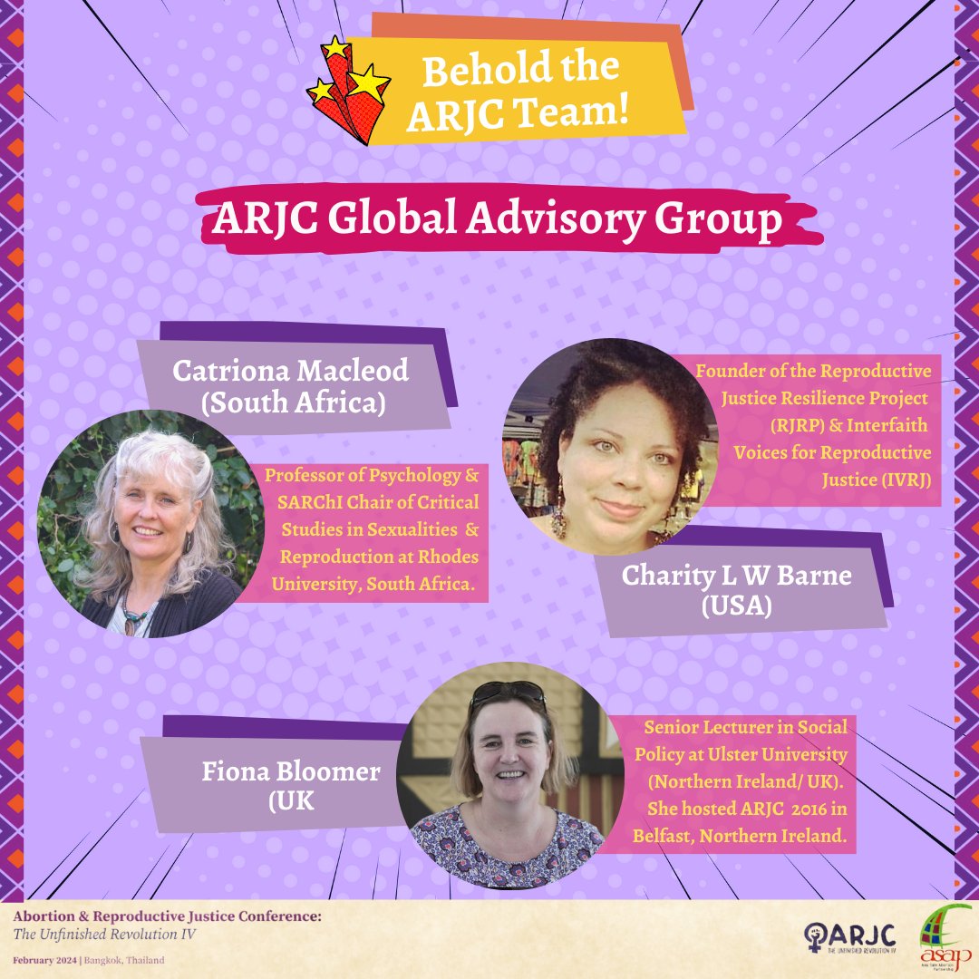 asapasia's tweet photo. #ARJC2024
Continuing with the reveal of behind the scenes #ARJC2024 team, we're proud to present the ARJC Global Advisory Group, representing various communities & brining important issues from across the globe!
#ARJC4 #feminist #teamwork #Thailand #AbortionIsHealthcare https://t.co/kwTXWig1Mg