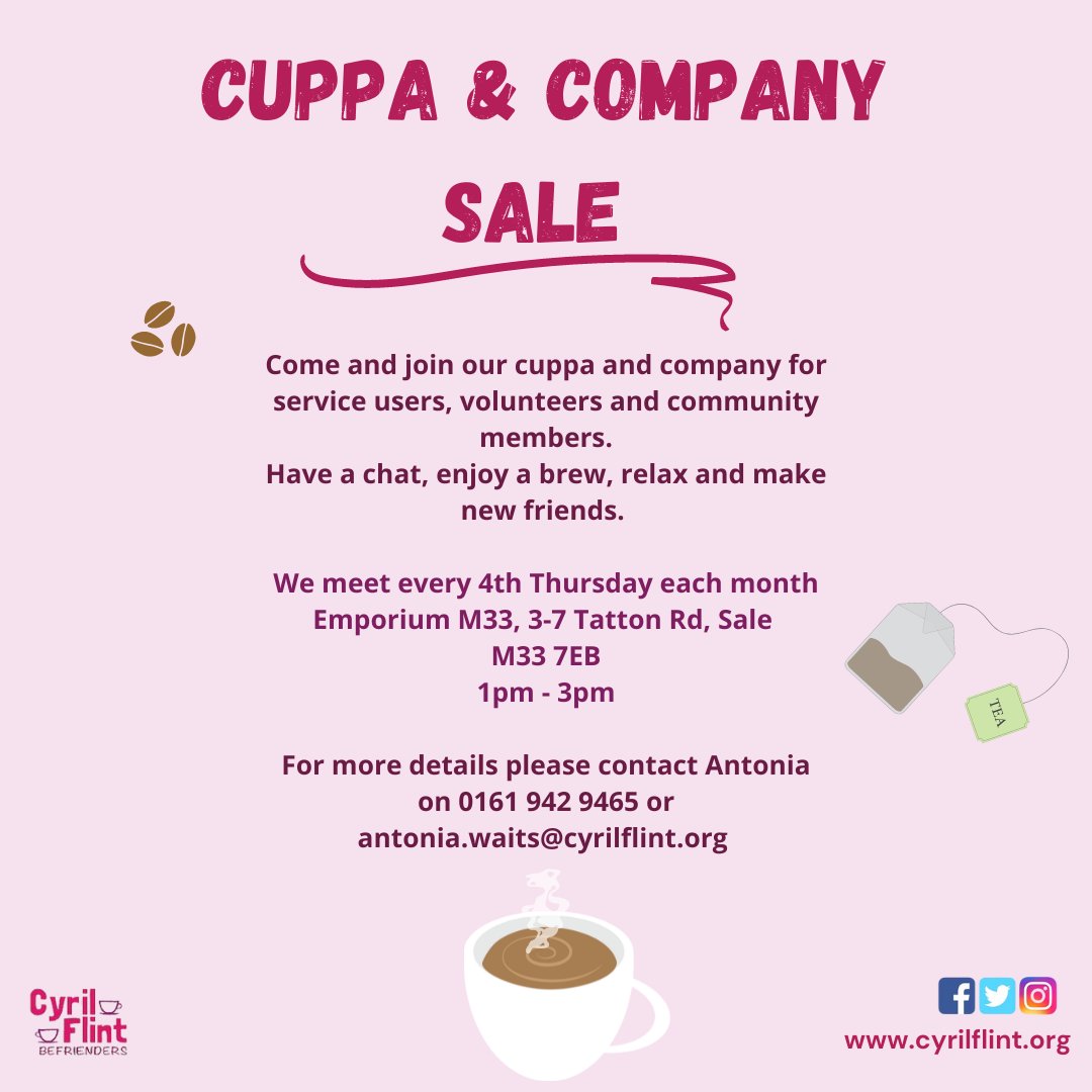 Join us for Cuppa and Company tomorrow 1pm - 3pm at Emporium M33.

We hope to see you there! 🥰☕
