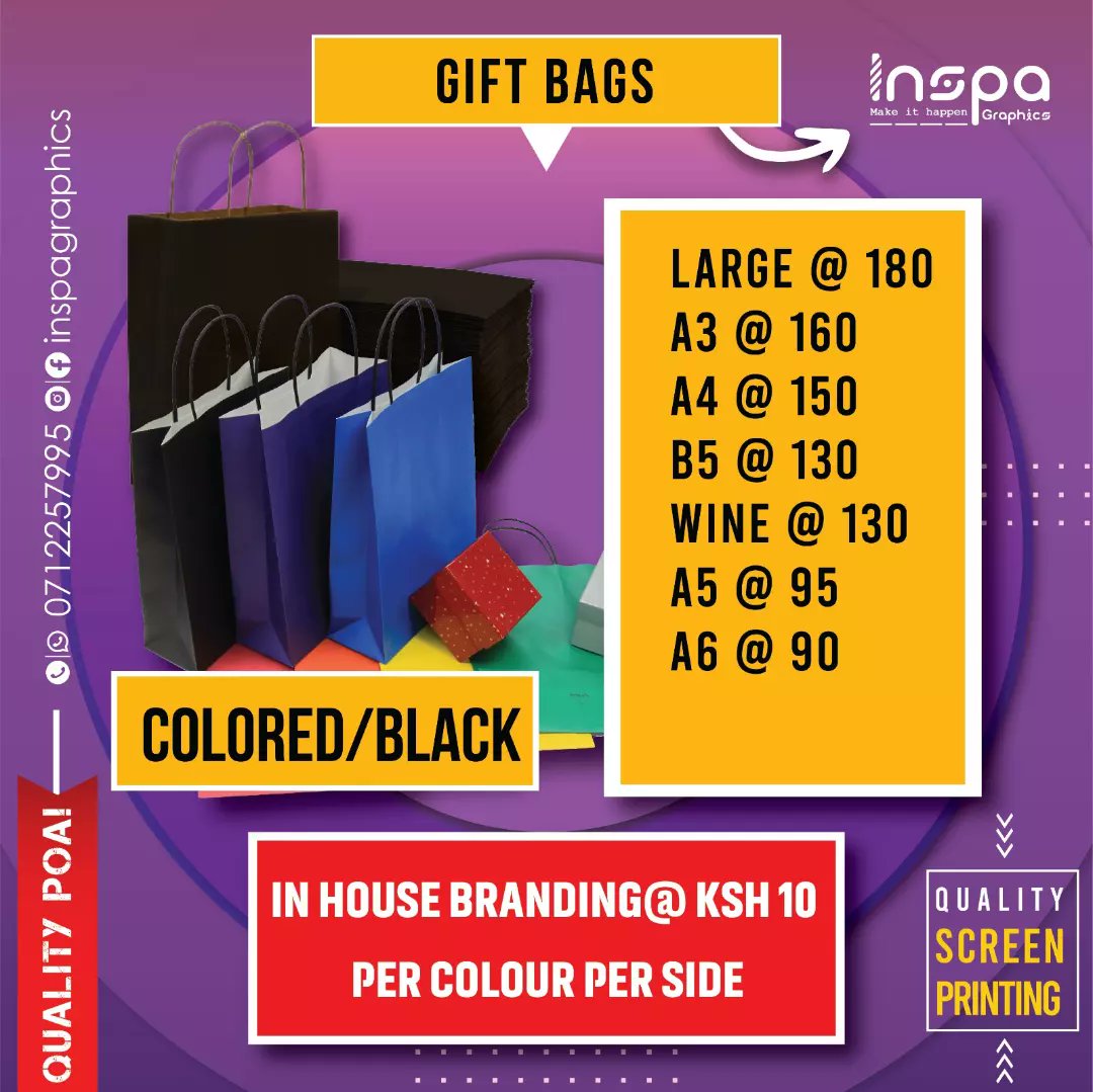 InspaGraphics's tweet photo. QUALITY POA!!! BEI POA!!!

TAKE ADVANTAGE OF OUR SALE AND GET YOUR BUSINESS GOING.

We offer DESIGN, PRINTING &amp; BRANDING services all under one roof. Let's bring your businesses to life. CONTACT US TODAY ON 0712257995 https://t.co/c5Z7CZVM7S