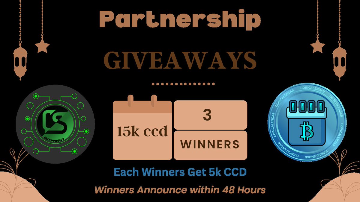 CryptoSky's tweet photo. Partnership Giveways 🏆
👉Complete simple task
✅ Follow @CryptoSky & @Coincalendar1
✅ Like , RT & Tag Your 3 Friends
✅ Join Tg https://t.co/AkW5yPA4e5…
📌You need to complete all the task for participate.
#coincalendartoken #bsc #cryptosky #pancakeswap #100xgem #partner https://t.co/q81z6Fa0rd