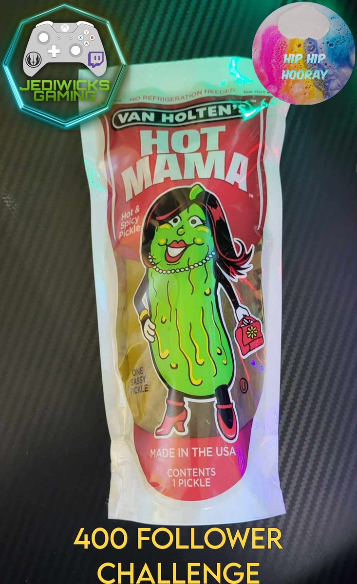 jediwicks's tweet photo. So close to the 400 #follower mark on https://t.co/7t29JGV2QW
It will activate the new merch #giveaway and I will now have to do the #picklechallenge  thanks to @many_luke for getting it for me from my local shop Hip hip hooray Plymouth

#twitch #follow #hot #pickle #fyp https://t.co/cAcecb3bWK