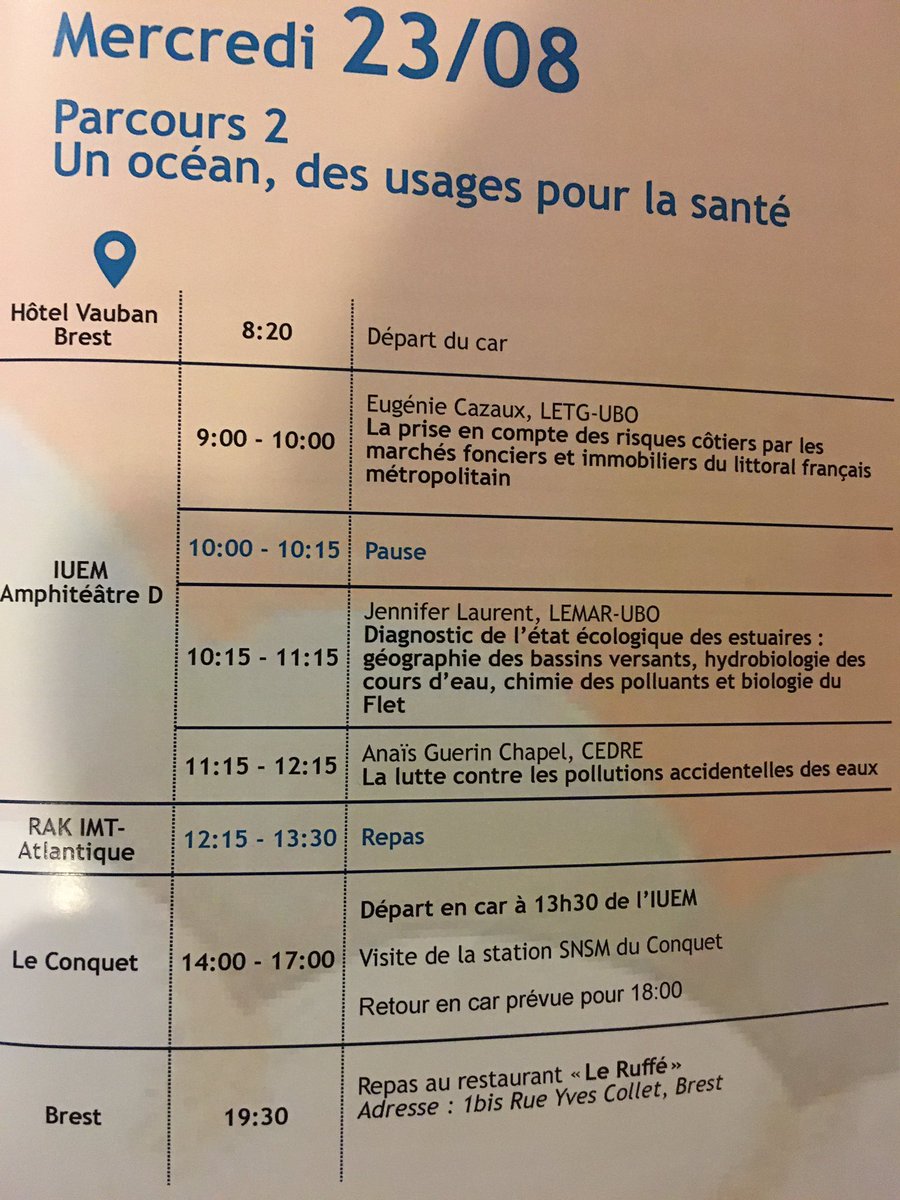 JulienBouzeloc's tweet photo. J3 #MerEduc23 qui débute avec une présentation très intéressante  d’Eugenie Cazaux sur l’impact des risques côtiers sur les marchés fonciers et immobiliers et la prise en compte (ou pas) des risques naturels dans les investissements  @IUEM_Brest https://t.co/zcTposOi8W