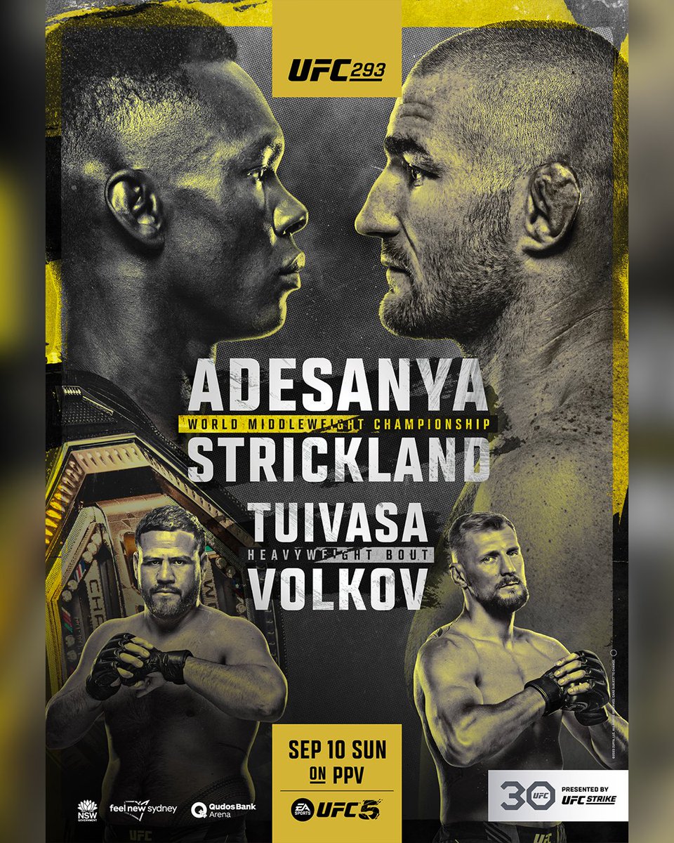 BoxeMag_com's tweet photo. Le poster officiel de l'#UFC293 https://t.co/pli1MxTIY3