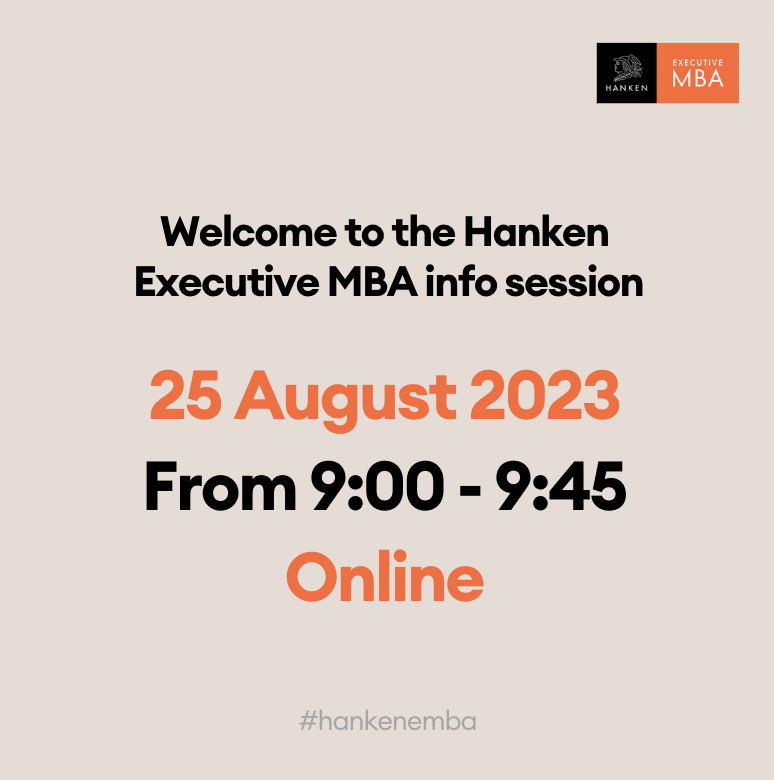HankenEMBA's tweet photo. Last chance to register to our upcoming online info on Friday! 
We will discuss about the impact and value of the Hanken Executive MBA for the participant and the organisation. Register through this link: https://t.co/rO6k7gWSUc
#HankenEMBA https://t.co/snCIT60Dvb