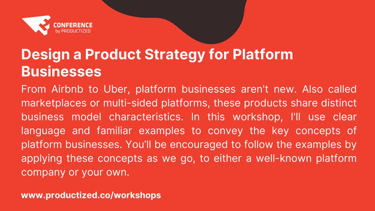 ProductizedConf's tweet image. Join us in this hands-on workshop where João Craveiro will share his invaluable expertise and guide you through the art of crafting winning product strategies specifically tailored for platform-based ventures. 
#Productized23 #SummerPosts #VacationVibes #BusinessInSummer