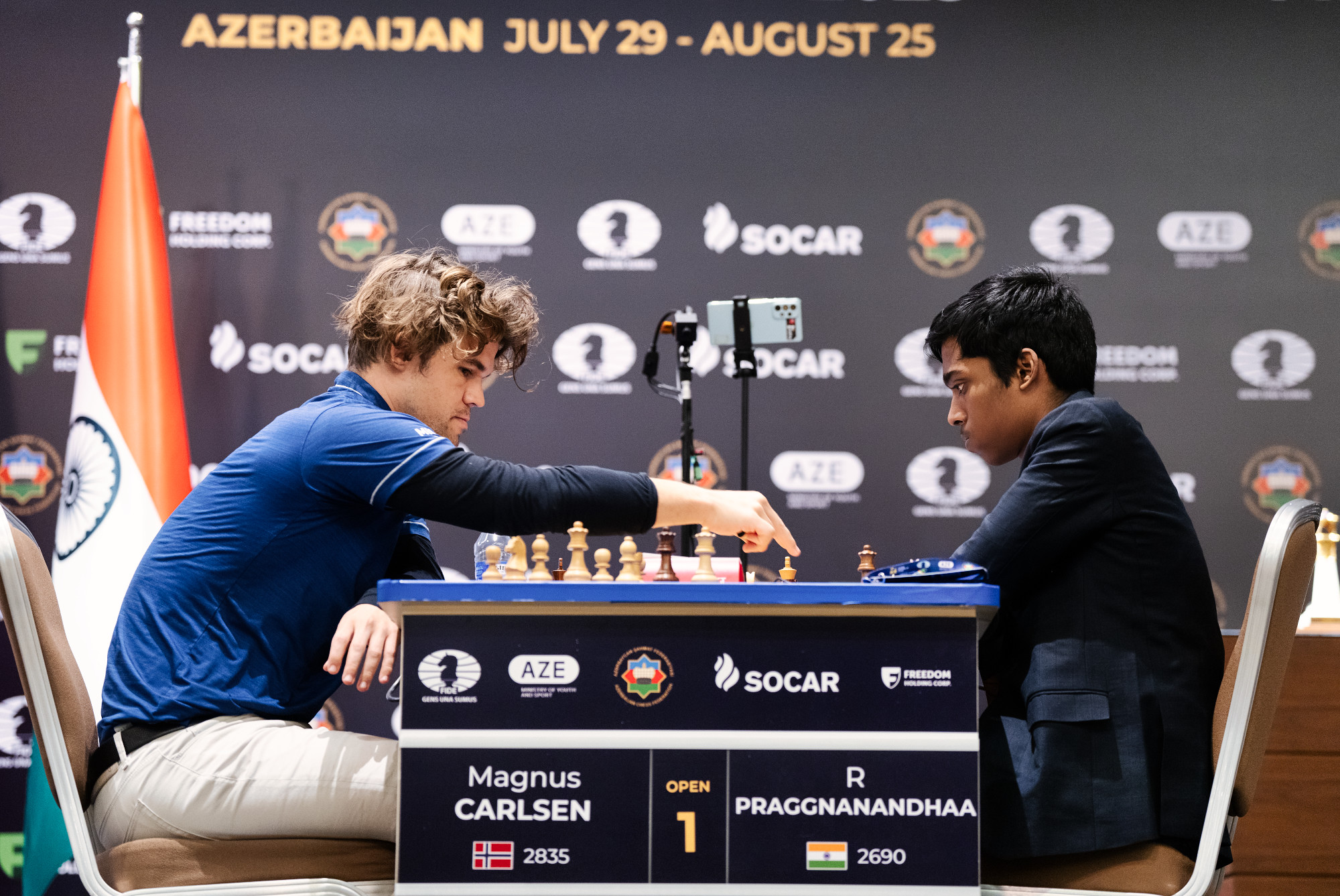 International Chess Federation on X: Playing as White, the 18-year-old  Indian prodigy, Praggnanandhaa, couldn't obtain a significant advantage  over the former World Champion Carlsen. Meanwhile, Fabiano Caruana suffered  a surprising defeat against